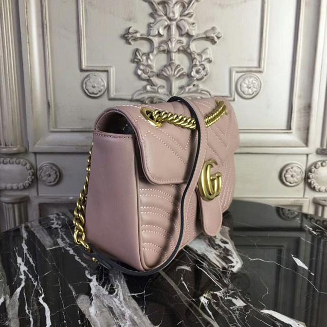 Gucci GG Marmont Matelasse Shoulder Bag 443497 26cm Nude