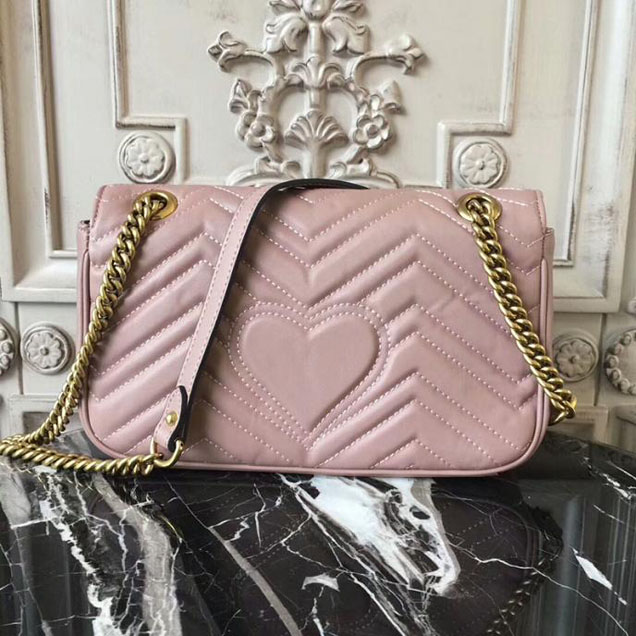 Gucci GG Marmont Matelasse Shoulder Bag 443497 26cm Nude