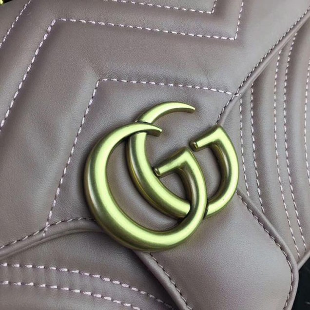 Gucci GG Marmont Matelasse Shoulder Bag 443497 26cm Nude