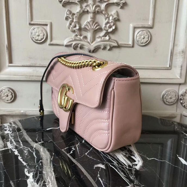 Gucci GG Marmont Matelasse Mini Bag 446744 22CM Nude
