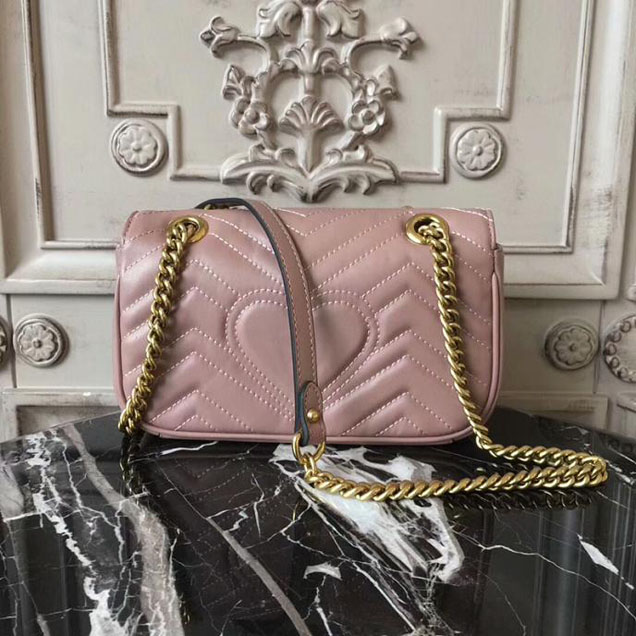 Gucci GG Marmont Matelasse Mini Bag 446744 22CM Nude