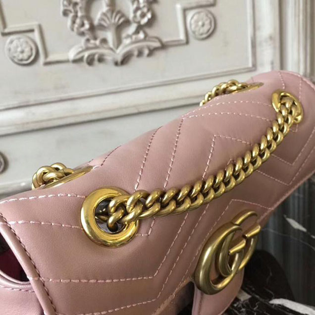 Gucci GG Marmont Matelasse Mini Bag 446744 22CM Nude