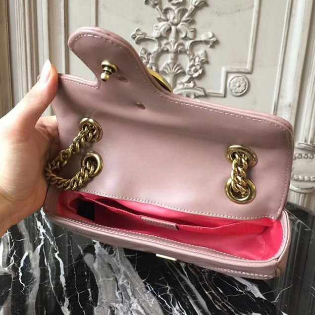 Gucci GG Marmont Matelasse Mini Bag 446744 22CM Nude
