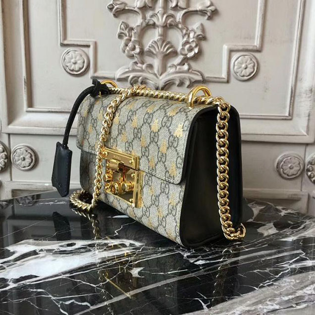 Gucci Padlock Small GG Bees Shoulder Bag 409487