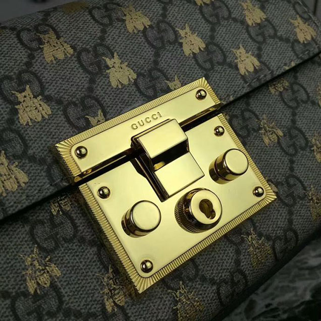 Gucci Padlock Small GG Bees Shoulder Bag 409487