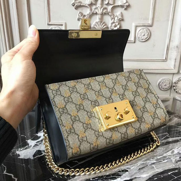 Gucci Padlock Small GG Bees Shoulder Bag 409487