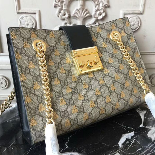 Gucci Padlock Small GG Bees Shoulder Bag 498156