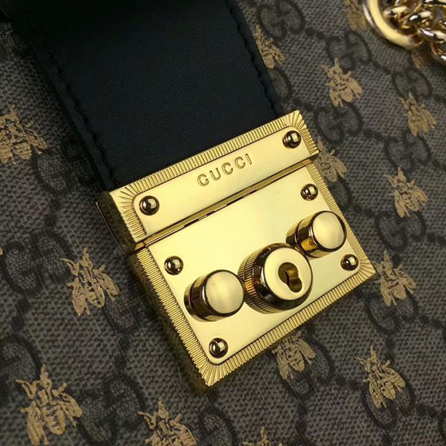 Gucci Padlock Small GG Bees Shoulder Bag 498156