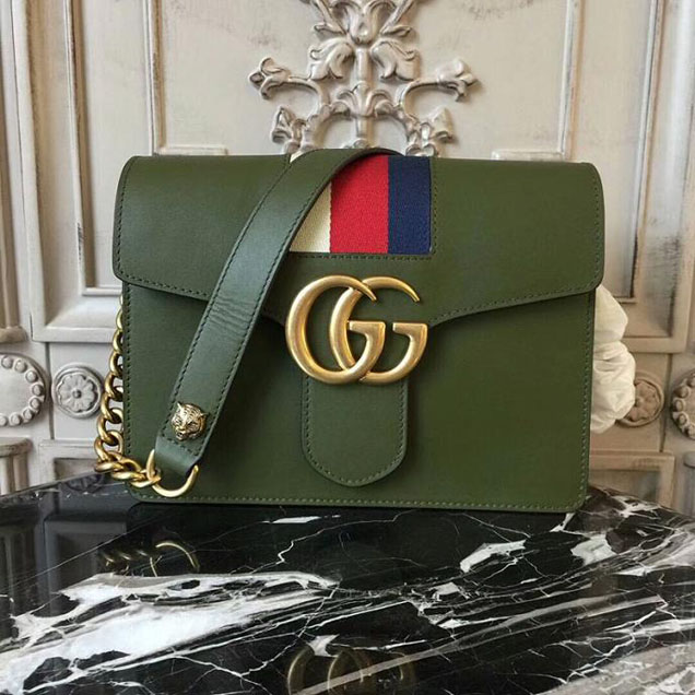 Gucci GG Marmont Box Shoulder Bag 476468 Green