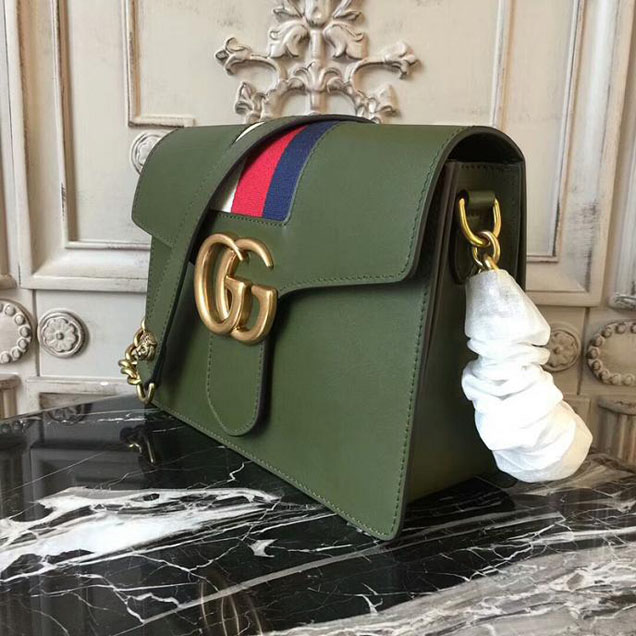 Gucci GG Marmont Box Shoulder Bag 476468 Green