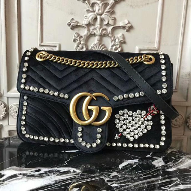 Gucci GG Marmont Velvet Shoulder Bag 2018 Collection Black