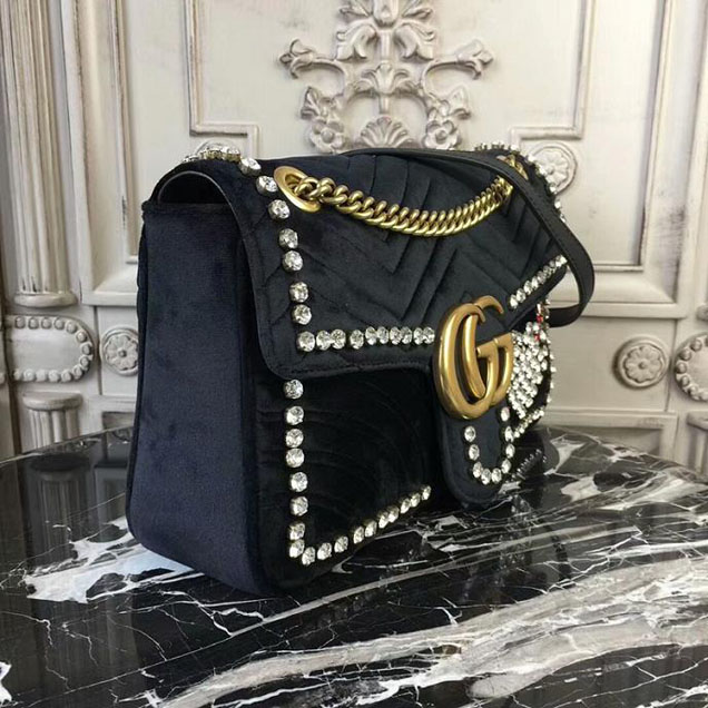 Gucci GG Marmont Velvet Shoulder Bag 2018 Collection Black