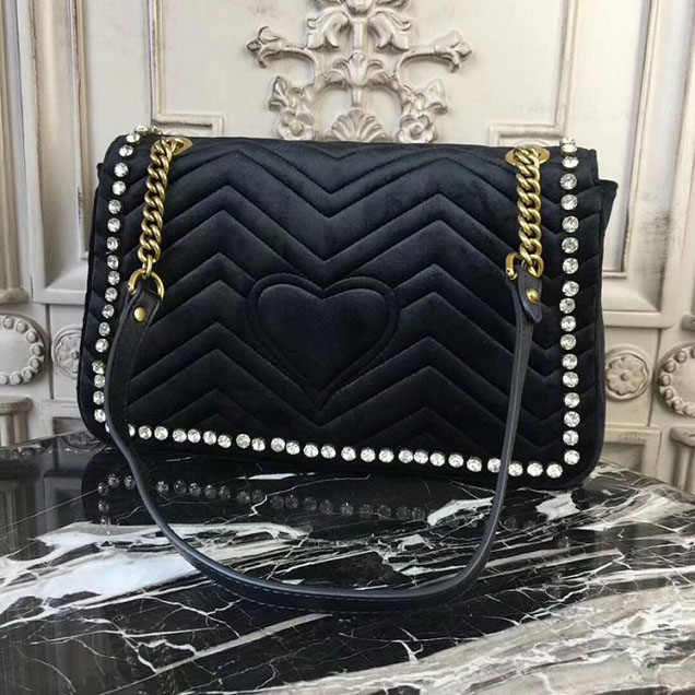 Gucci GG Marmont Velvet Shoulder Bag 2018 Collection Black