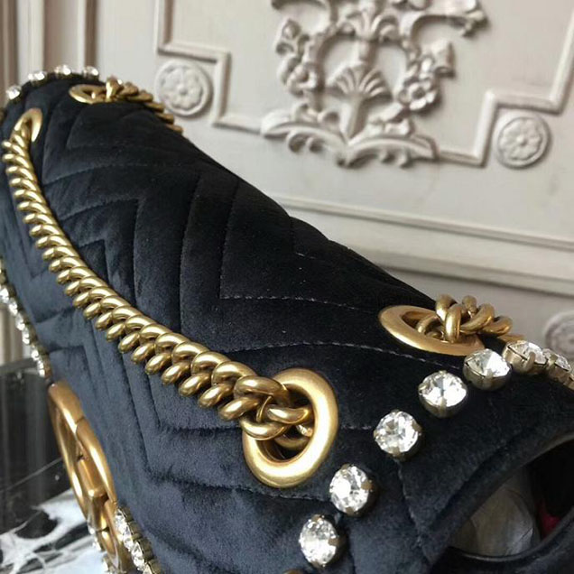 Gucci GG Marmont Velvet Shoulder Bag 2018 Collection Black