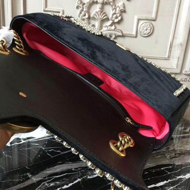 Gucci GG Marmont Velvet Shoulder Bag 2018 Collection Black