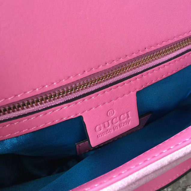 Gucci GG Marmont Velvet Small Shoulder Bag With Crystals 443497 Pink 2018 Collection