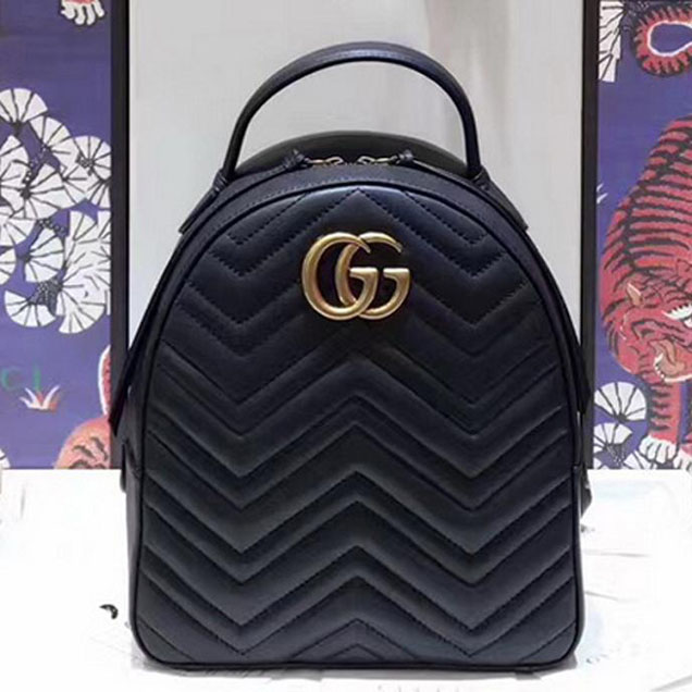 Gucci GG Marmont Quilted Leather Backpack 476671 Black