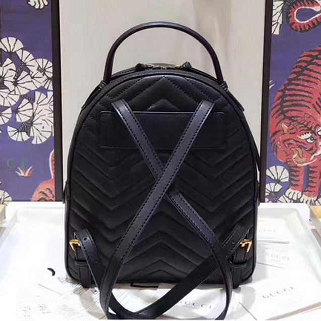 Gucci GG Marmont Quilted Leather Backpack 476671 Black
