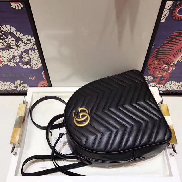 Gucci GG Marmont Quilted Leather Backpack 476671 Black