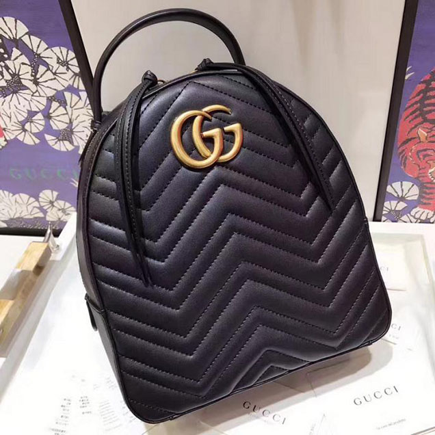 Gucci GG Marmont Quilted Leather Backpack 476671 Black