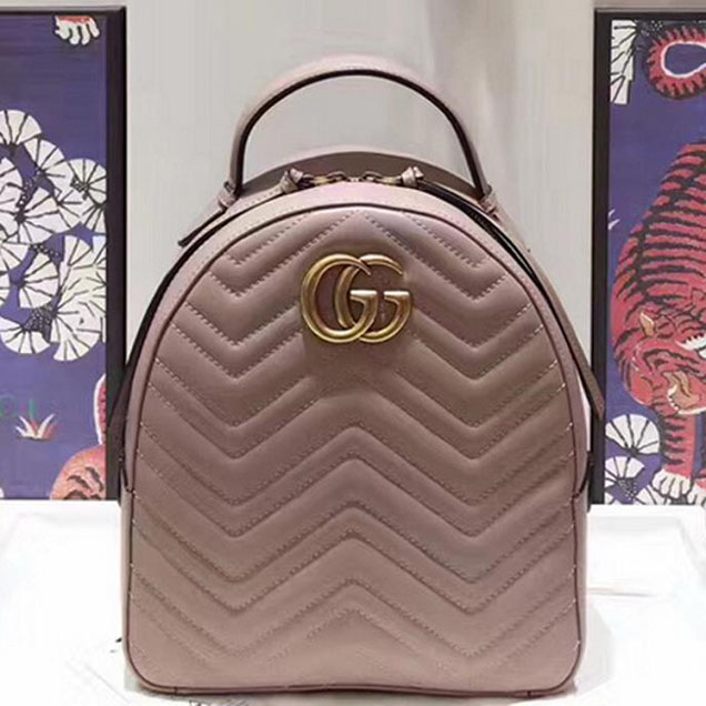 Gucci GG Marmont Quilted Leather Backpack 476671 Nude