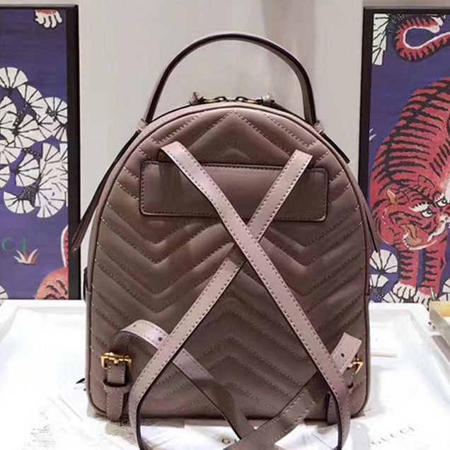 Gucci GG Marmont Quilted Leather Backpack 476671 Nude