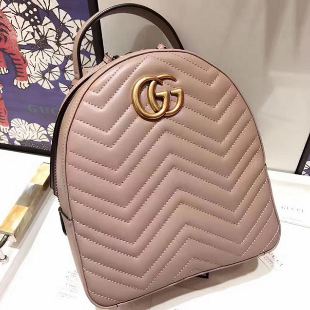 Gucci GG Marmont Quilted Leather Backpack 476671 Nude