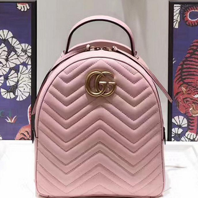 Gucci GG Marmont Quilted Leather Backpack 476671 Pink