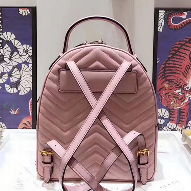 Gucci GG Marmont Quilted Leather Backpack 476671 Pink