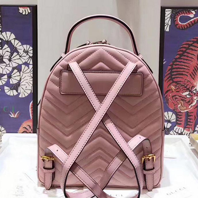 Gucci GG Marmont Quilted Leather Backpack 476671 Pink