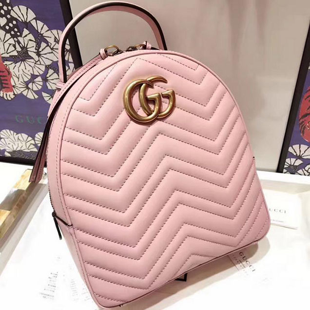 Gucci GG Marmont Quilted Leather Backpack 476671 Pink