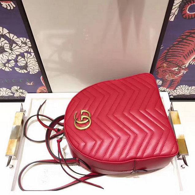Gucci GG Marmont Quilted Leather Backpack 476671 Red