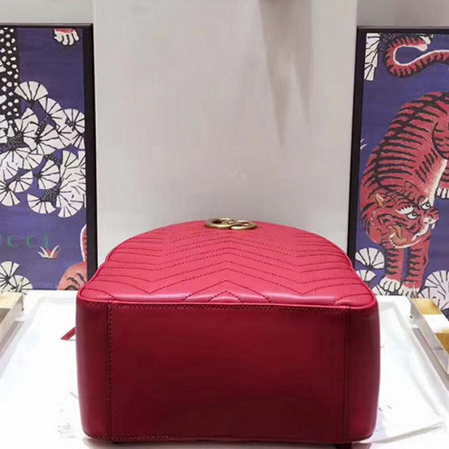 Gucci GG Marmont Quilted Leather Backpack 476671 Red
