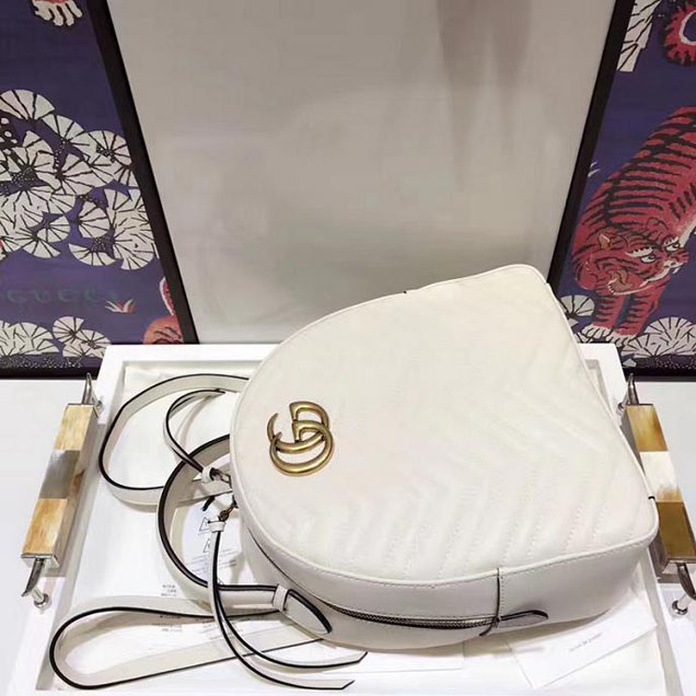 Gucci GG Marmont Quilted Leather Backpack 476671 White