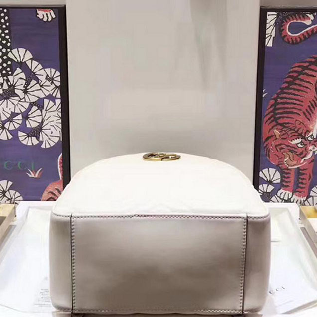 Gucci GG Marmont Quilted Leather Backpack 476671 White