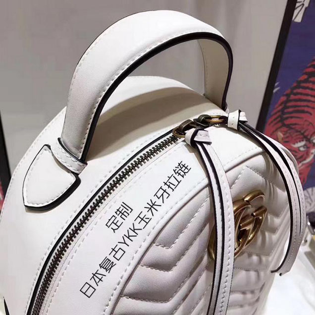 Gucci GG Marmont Quilted Leather Backpack 476671 White