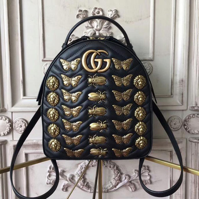 Gucci GG Marmont Animal Studs Leather Backpack 476671