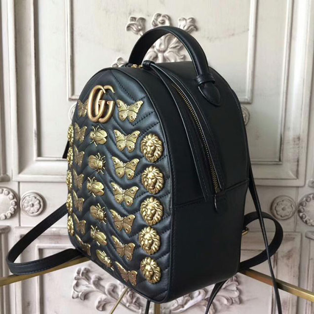 Gucci GG Marmont Animal Studs Leather Backpack 476671