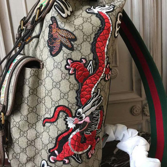 Gucci Soft GG Supreme Backpack Wth Appliques 473869