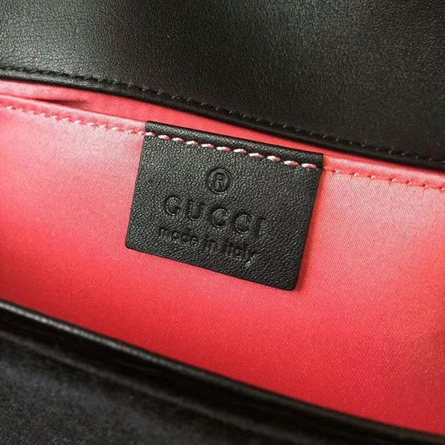 Gucci Marmont Chevron Velvet Shoulder Bag 446744 22cm Black
