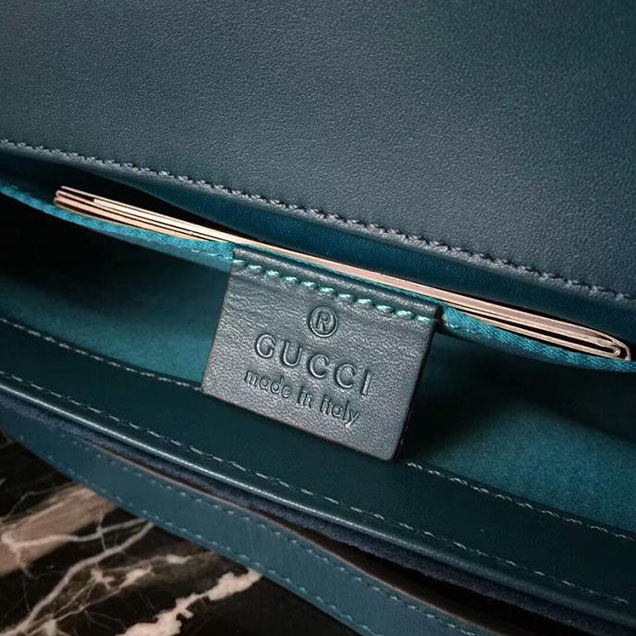 Gucci Marmont Chevron Velvet Shoulder Bag 446744 22cm Blue