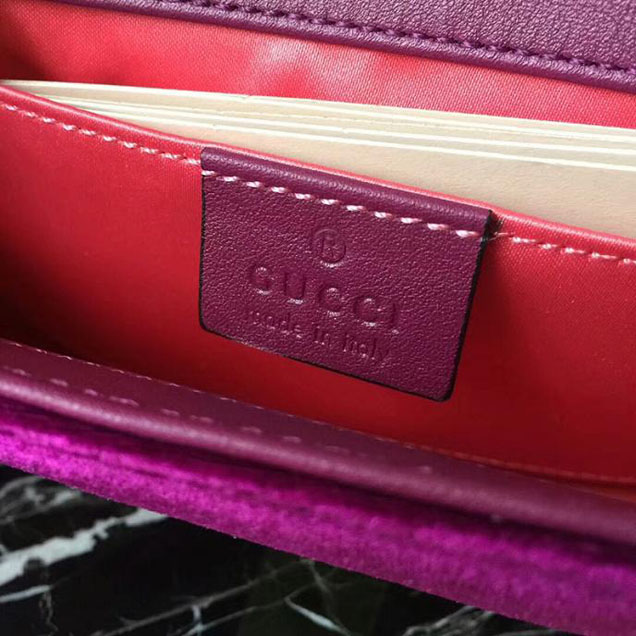 Gucci Marmont Chevron Velvet Shoulder Bag 446744 22cm Purple