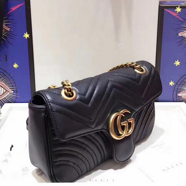 Gucci GG Marmont Matelasse Shoulder Bag 443497 26cm Black