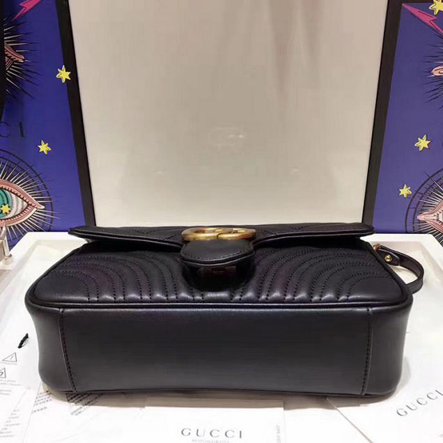 Gucci GG Marmont Matelasse Shoulder Bag 443497 26cm Black