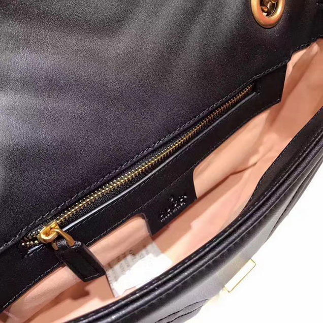Gucci GG Marmont Matelasse Shoulder Bag 443497 26cm Black