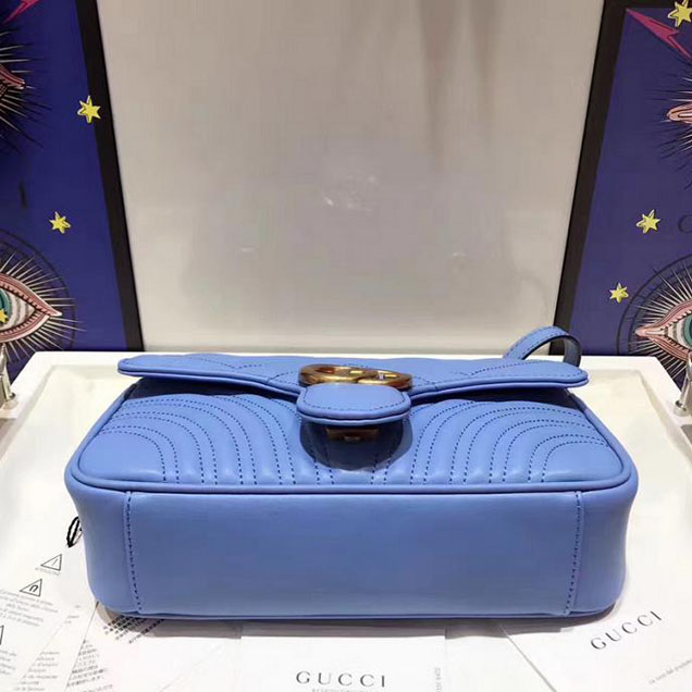 Gucci GG Marmont Matelasse Shoulder Bag 443497 26cm Blue