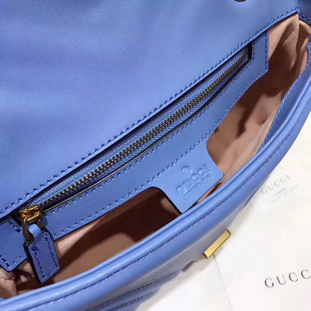 Gucci GG Marmont Matelasse Shoulder Bag 443497 26cm Blue