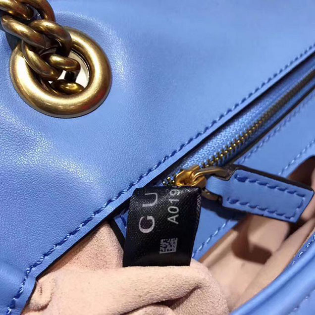Gucci GG Marmont Matelasse Shoulder Bag 443497 26cm Blue