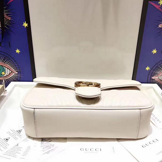 Gucci GG Marmont Matelasse Shoulder Bag 443497 26cm White