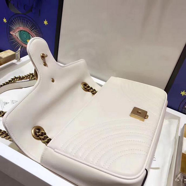 Gucci GG Marmont Matelasse Shoulder Bag 443497 26cm White